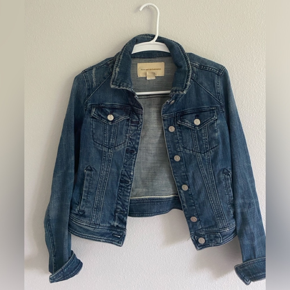 Anthropologie Brand Cropped Denim Jacket